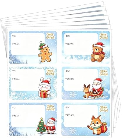 LYPER 150 Stück Aufkleber Etiketten Weihnachten, Weihnachtsaufkleber zum Beschriften für Geschenke, Selbstklebende Weihnachten Geschenkaufkleber, Weihnachts Namensschild für GeschenktüTen (B)