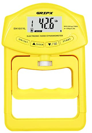 GRIPX Digitaler Handdynamometer Griffstärke-Messgerät Automatische Erfassung der elektronischen Griffkraft 198 lbs / 90 kg