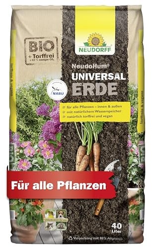 Neudorff NeudoHum UniversalErde 40L Erde torffrei für Balkonpflanzen - Bio Gemüseerde für Balkonpflanzen und Zimmerpflanzen - für bis zu 4 Wochen vorgedüngt