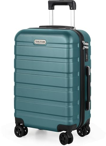 TANTOMI Handgepäck Koffer, 20 Zoll Hartschalenkoffer, Trolley, Leichter ABS-Rollkoffer, Reisekoffer mit 4 Rollen, 3-Stelliges Zahlenschloss (Helles Dunkelgrün, 41L)