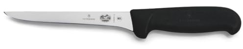 Victorinox Fibrox Ausbeinmesser, Scharfes Küchenmesser für Fleisch und Geflügel, 15 cm, Gerade Klinge, Steif, Rostfreier Stahl, Schwarz