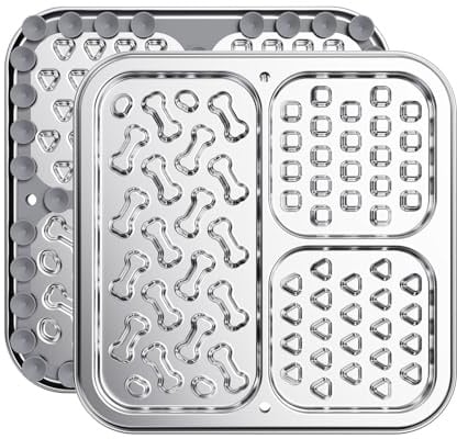RYAKKA Schleckmatte Hund und Katzen, Edelstahl Antischlingnapf für Hund mit 46 Saugnäpfen, Leckmatte für Nassfutter Zur Angst Relief und Zähne schützen – ideal für Bad, Wand oder Hundebox (23cm)