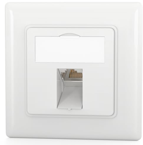 HB-DIGITAL 1-Port CAT 8 Netzwerkdose mit GHMT zertifiziertes werkzeuglos Keystone max. 40 GBit/s Unterputz Netzwerkdose RJ45 Buchse STP Geschirmt RJ45 Datendose LAN Dose - Signalweiß RAL 9003