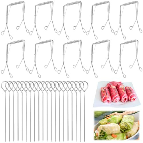 Raxfekro Rouladenklammern 15cm Rouladennadeln Grillspieße Edelstahl Schaschlikspieße Rostfrei Metallspieße Grillen Spieße