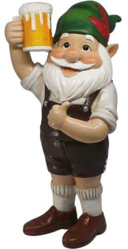 Serra Fe Gerhard Gardner Gartenzwerge Lustig für Außen | Gartenzwerg in Lederhosen | 30cm Größ | Gartenfiguren | Gartendeko | Figuren fur Haus,Hof oder Balkon | Deco Garten Vintage
