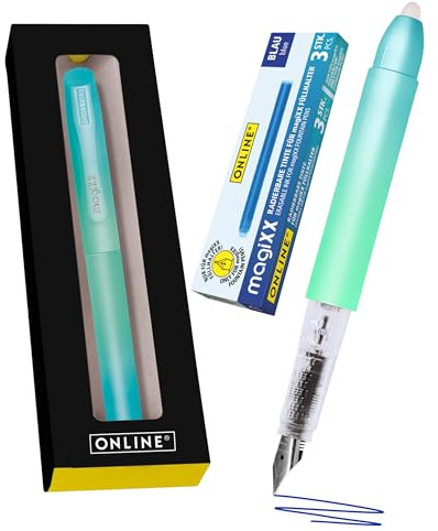Online Füllhalter magiXX Turquoise Dream I Füller mit radierbarer, blauer Tinte I inkl. 4 magiXX Patronen I Schreiben, radieren & korrigieren in einem I Füllfederhalter als Geschenk für Schule & Uni