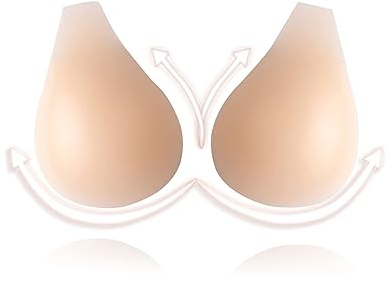 mhinese Klebe-BH für Damen, Push Up Trägerloser BH Rückenfrei | 100% Unsichtbar, Nahtlos, Schweißfestes Silikon, Push-Up-Effekt, für Rückenfreie Kleider, Tiefer Ausschnitt, Hochzeiten