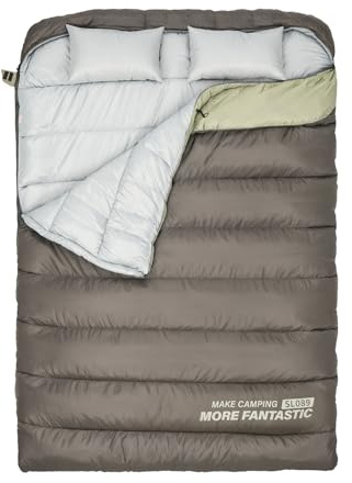 BISINNA Winter Doppelschlafsack für Erwachsene 2 Personen Outdoor Warmer Schlafsack 3 Jahreszeiten– Ideal für Familien, Camping und RV-Reisen（4.2kg）