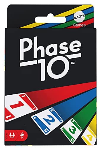 Mattel Games Phase 10 Kartenspiel für die Familie, Deutsche Version, von den UNO-Machern, Rommé-ähnlich, Perfekt als Kinderspiel, Reisespiel oder Spiel für Erwachsene, für 2-6 Spieler, FPW38