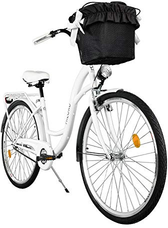 MILORD. Komfort Fahrrad mit Korb, Hollandrad, Damenfahrrad, 1-Gang, Weiß, 28 Zoll