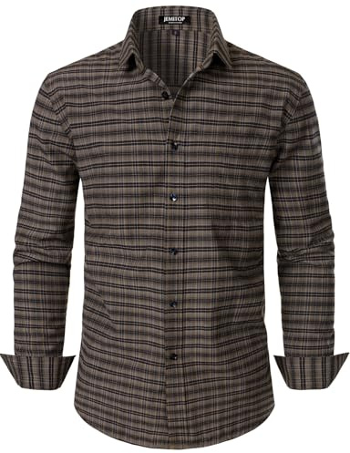 JEMITOP Herren Übergangshemd Slim Fit Langarm Button Down Hemd Business Casual Kleid Hemden mit Tasche