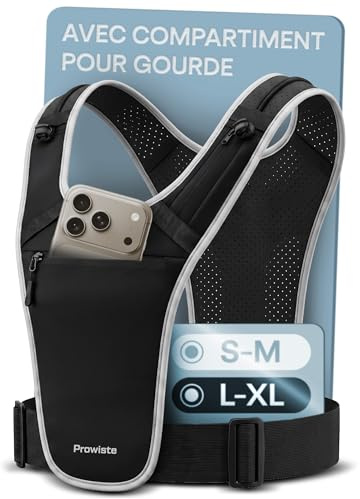 Laufweste Herren & Damen mit Handy und Trinkflaschenfach - wasserdichte Handytasche - Verstellbare Laufweste mit Reflektoren - Sitzt Sicher - Alternative zum Laufrucksack (L - XL)