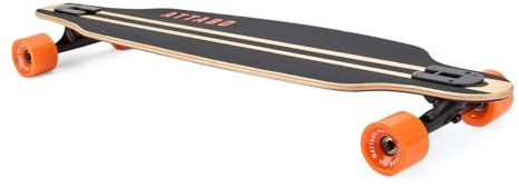 ATTABO Longboard FLOWRIDER in Schwarz - 9 x 38 Ahornholz-Deck, 7 Aluminiumachsen, ABEC-7 Kugellager, 70x51 mm 78A Rollen - Stabilität und Komfort für Stadtfahrten & Abfahrten