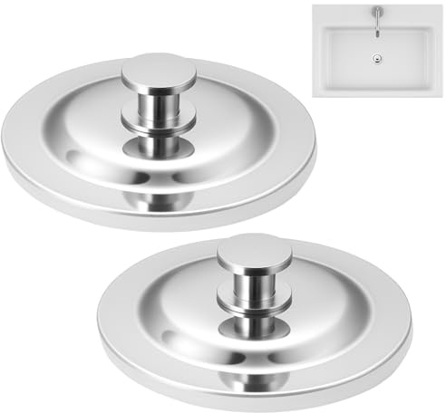 2 Stück Abflussstopfen Küchenspüle Stopfen, Edelstahl Waschbeckenstöpsel, Universal Waschbecken Stopfen, Küche Abfluss Stöpsel Ersatz für 40-45mm Küchen Badewannen Spülbecken Abflussstöpsel