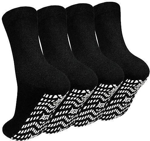 PUTUO ABS Rutschfeste Socken für Herren: Stoppersocken Männer Antirutsch Socken mit Noppen Herren Baumwolle Sport Noppensocken 4 Paar