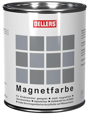 OELLERS extra starke Magnetfarbe grau 750 ml, für innen, geeignet für Holz, Metall, Wände und Kinderzimmer