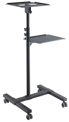conecto CC50282 Neigbarer Projektionswagen/-Tisch für Beamer und Projektoren , neigbar -12° bis 12°, flexibel einstellbar, höhenverstellbar 950-1450mm, Traglast max. 10kg, schwarz
