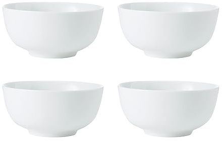 MIKASA Chalk 4-teiliges Porzellan-Müslischalen-Set, weiß | Porzellan-Suppenschalen | Set weißer kleiner Schalen, 14cm - Geschenkkarton, mikrowellen- und spülmaschinenfest