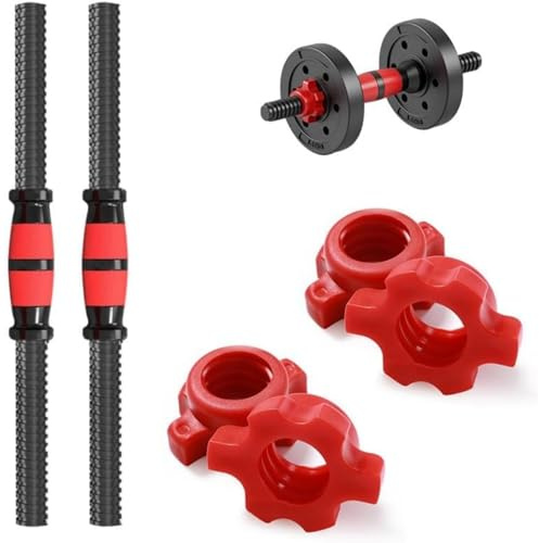 Segrehy Hantelstangen Set 2 Stück 40cm, Kurzhantelstangen mit 4 Sternmuttern, Rutschfester Gummigriff PP-Kunststoff, Universell für Home Gym, Fitnessstudio und Krafttraining