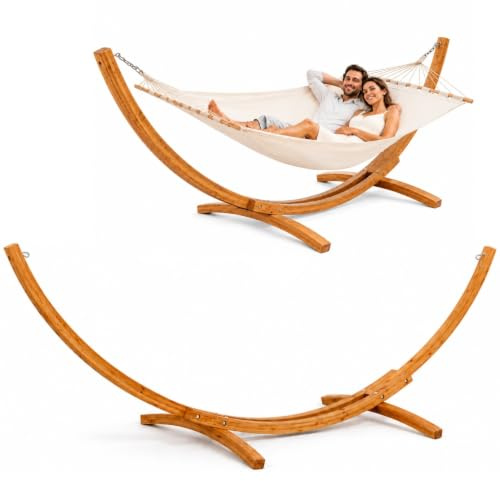 AMANKA XL Hängemattengestell 325 cm – stabiles Outdoor Holzgestell für Hängematten bis 2 Personen – wetterfester Holzständer für Garten Terrasse oder Balkon, Robustes Gestell ohne Hängematte