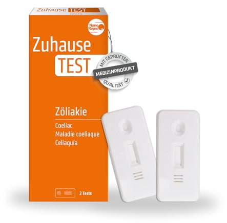2x NanoRepro ZuhauseTEST Zöliakie, Schnelltest zum Hinweis auf eine Glutenunverträglichkeit, einfacher Vollbluttest bei Symptomen wie Magen-Darm-Beschwerden und Hautirritationen