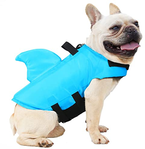 FONLAM Schwimmweste Hund Hundeschwimmweste Schwimmweste für Kleine Mittelgroße Hunde Rettungsweste Warnweste Schwimmbad (XS, Blau)