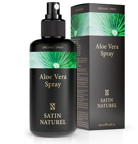 Satin Naturel Bio Aloe Vera Spray 200 ml – 100% Vegan & Naturkosmetik – Aloe Vera Spray mit Hyaluron & Panthenol – After Sun & Feuchtigkeitspflege für Gesicht & Körper