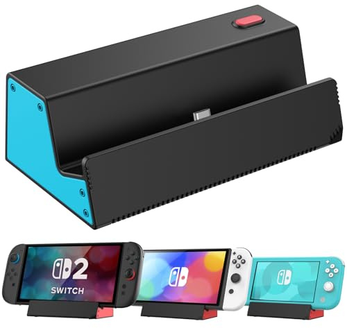 HEIYING Switch Ladestation für Nintendo Switch 2 /OLED/Lite, Ladestation mit Standard USB-C Anschluss für Einfaches Aufladen der Konsole