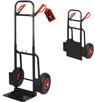 DIVID® Klappbare Sackkarre max. 200Kg, Stahl, ergonomisch Transporter für Umzüge, Lager und Einkäufe (Schwarz)