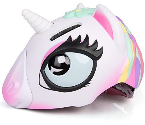 ANIMILES Kinder Fahrradhelm - 3D Einhorn Helm & Hai Helm für Mädchen, Jungen 3-8 Jahre, Verstellbarer Kinderhelm für Fahrrad, Skateboard, Scooter, Skaten (Farbe Einhorn)