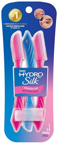 Schick Silk Touch-Up Multipurpose Exfoliating Dermaplaning Tool, Eyebrow Razor, and Facial Razor with Precision Cover, 3 Count