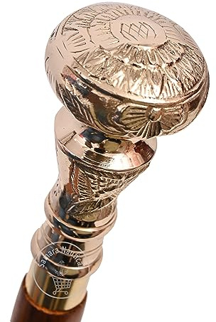 Samara Nautical Vintage Messinggriff viktorianisches Teleskop klappbar Holz Gehstock Gehstock in Gold und Braun mit Messingakzenten