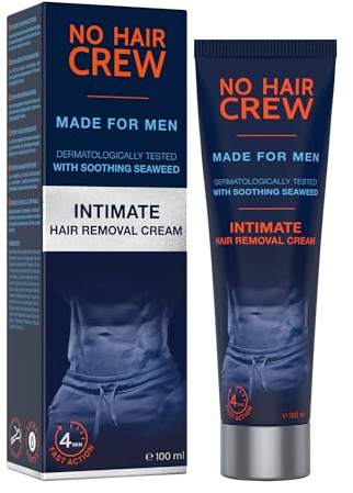 NO HAIR CREW Intim-Enthaarungscreme für Männer – Sanfte Haarentfernung ohne Rasurbrand, ideal für die empfindliche Haut im Intimbereich, dermatologisch getestet, 100 ml
