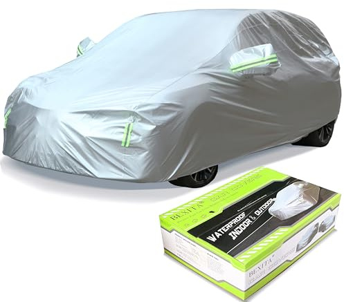 BEXITA Auto Abdeckplane Autoabdeckung Vollgarage Winter Autogarage Staubdicht Winddicht Schneedicht UV-Schutz Outdoor Auto Garage Universal Fit für Schrägheck, Size M: MAX 400cm