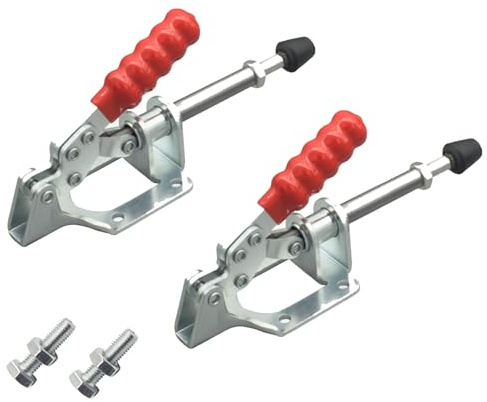 2 Stück Kniehebelspanner Groß, GH-302-FM Schubstangenspanner mit Ersatz Schraube Verstellbar Kippklemme 136KG Spannklemme Toggle Clamp Schnellspanner für Maschinenbetrieb, Zimmerei, Schweißen