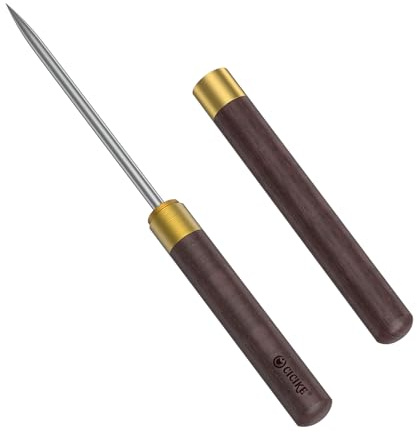 Robuster Eispickel mit Sicherheitsabdeckung – Edelstahl-Holzgriff Eishacker zum Brechen von Eis in Gefrierschrank, Küche & Barkeeper – auch zum Angeln & Basteln (22,9 cm)