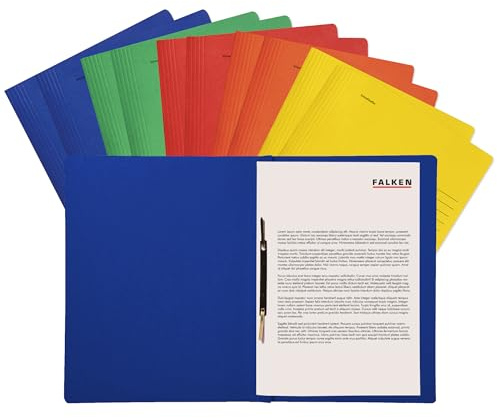 Original Falken 10er Pack Recycling-Schnellhefter gefaltet DIN A4 Intensivfarben sortiert. Made in Germany Blauer Engel Hefter Papphefter Kartonschnellhefter Schulhefter Pappordner Mappe Schulordner