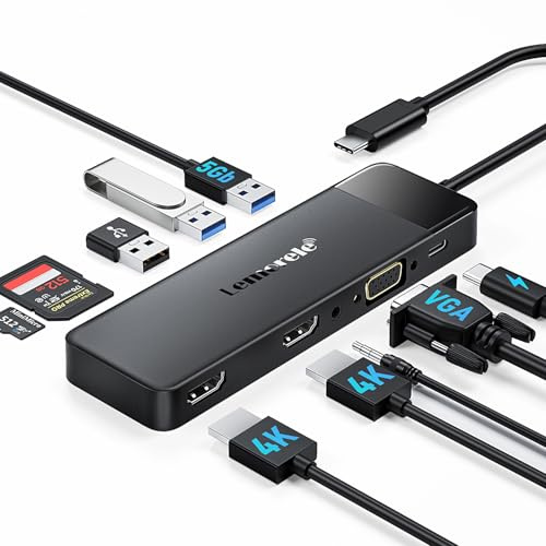 Docking Station USB C Hub 3*Display- 11 in 1, (2026 Upgrade) Lemorele USB C Dock 2*HDMI Adapter 4K, 3 USB 3.0/2.0, VGA, PD 100W, Audio, SD/TF, für Windows, MacBook, Dell, HP, Lenovo,Surface
