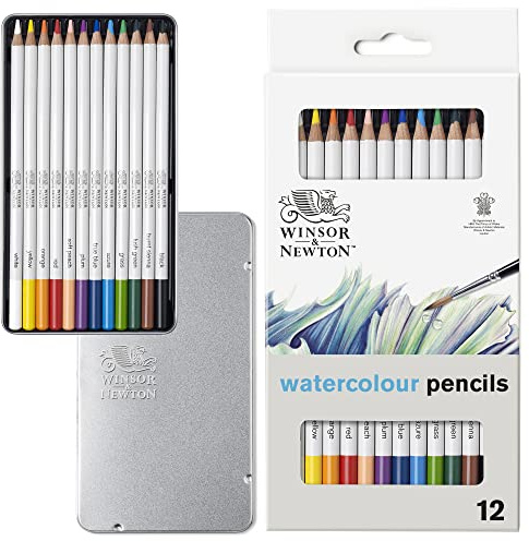 Winsor & Newton 490016 präzisions Aquarell - Künstlerfarbstifte im Set, 12 lebendige Farben, hochwertige Künstlerpigmente für farbkräftiges Malen in mehreren Schichten, höchste Farbbrillanz