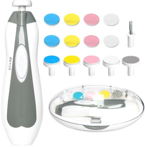 Qunlions life Elektrischer Baby-Nagelschneider, 6-in-1, Baby-Nagelknipser, Baby-Nagelfeile, Nagelfeile, Babypflegeset, Maniküre-Set für Kleinkinder, Neugeborene oder Erwachsene (grau)