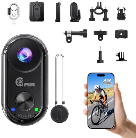 Camlance 4K Mini Action Cam,Tragbares Mini Körperkamera,6-Achsen Stabilisierung Body Cam,WiFi Magnetische POV Camera,40M Unterwasserkamera,20MP und Montagezubehör
