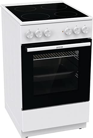 Gorenje GEC5A 21 WG Elektro-Standherd mit Glaskeramik-Kochfeld / 50 cm / 74 Liter/PerfectGrill/Pizzamodus 300°C/AquaClean/weiß