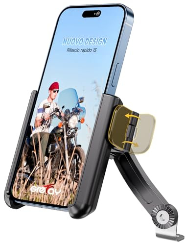 Grefay Handyhalterung Motorrad [1-Sekunden-Schnellverschluss] 360° Drehbar Anti-Shake Halterung für 4,0–7,0 Zoll Smartphones für Motorrad Roller Scooter Spiegel
