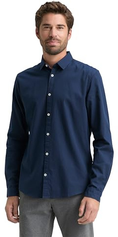 TOM TAILOR Herren Slim Fit Hemd mit Struktur 1023881, 10302 - Dark Blue, L