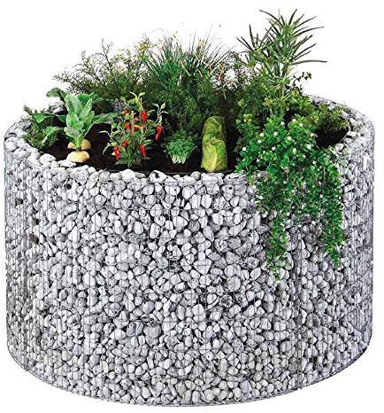 bellissa - Gabionen-Hochbeet rund Durchmesser 146cm außen 126cm innen, Höhe 80 cm - Feinmaschige Gabionenkörbe befüllbar - Witterungsbeständiges Gabionen-Hochbeet - DIY-Bausatz inkl. Trennfolie (L)