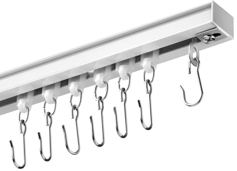 DEFYNEE Decken-Gardinenschienen Set 92–276 cm, Weiß | Vorhangschiene mit Rollen, Aluminium & Stabile, für Fenster & als Raumteiler