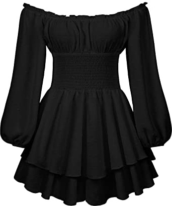 Gebauschtes Rüschenkleid mit integrierten Shorts, schulterfrei, Stufenkleid aus Chiffon, Freizeitkleid