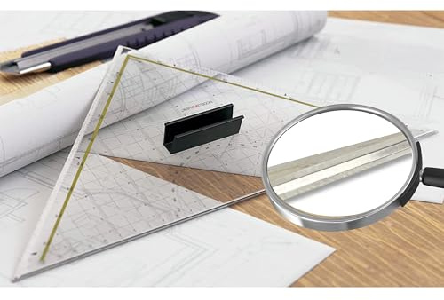 !!-Präzision aus Acrylglas und Edelstahl-!! Sehr hochwertiges 325mm-Schneidedreieck aus transparentem, dicken Acrylglas und mit einer massiven Stahlkante von Modellbauwerk®, Geodreieck