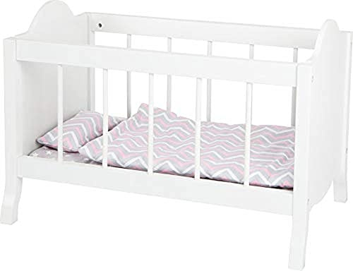 small foot Puppengitterbett aus Holz, mit weicher Matratze, Bettdecke, Kissen und Bettwäsche, ab 3 Jahren, 11778, Klein