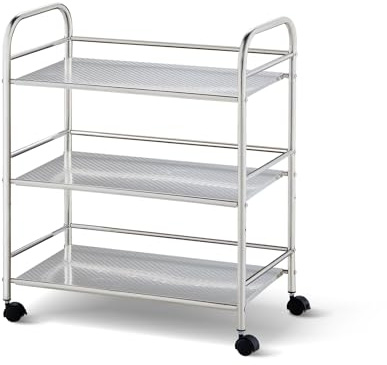 CLIPOP Edelstahl Servierwagen,Rollwagen mit 3 Ebenen Kapazität Edelstahlwagen mit Rollen Küchenrollwagen mit Rollen, Rollwagen Küche Restaurant Wagen (35 x 60 x 75 cm)